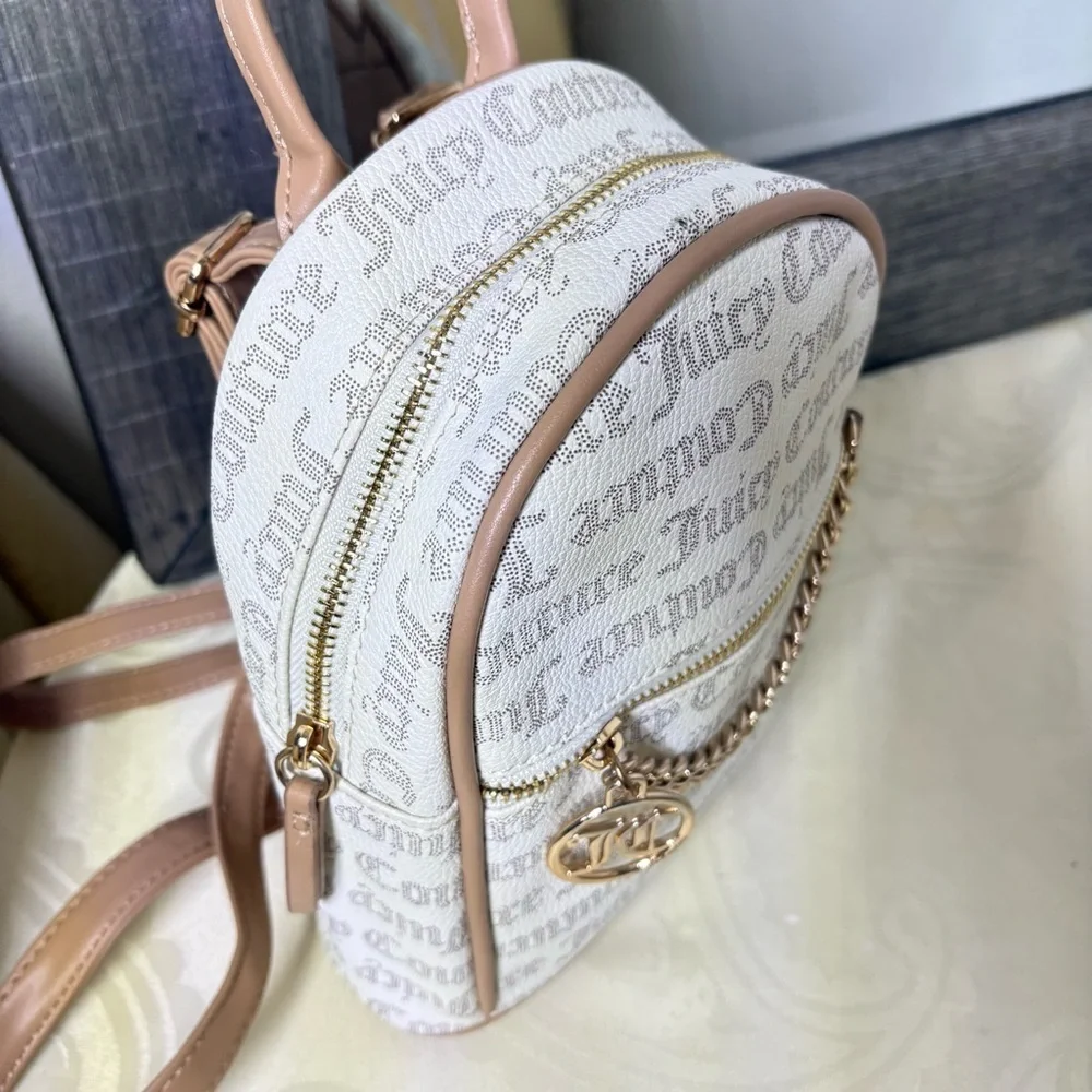 Juicy Couture pecan white and tan mini backpack